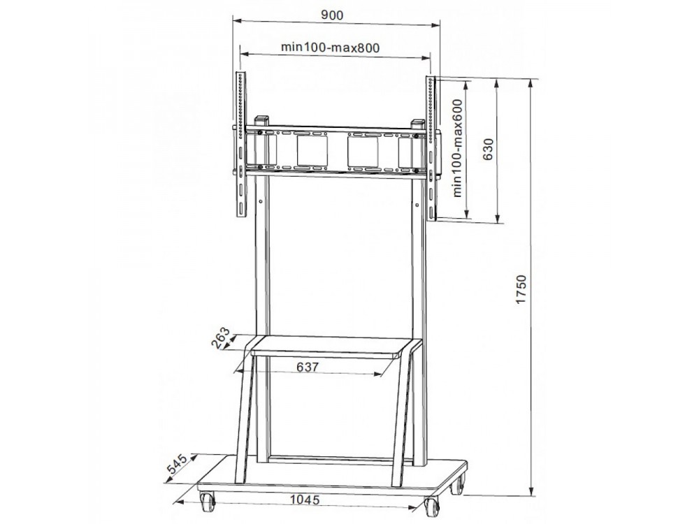 Multifunction Mobile TV Cart for LED/LCD TV 55-100" with shelf