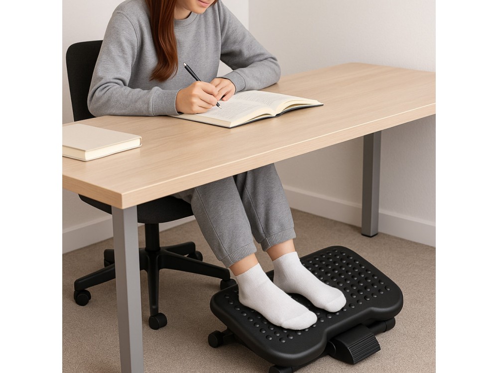Techly Non-slip Adjustable Foot Rest, Office Footrest with Adjustable Height & Tilt