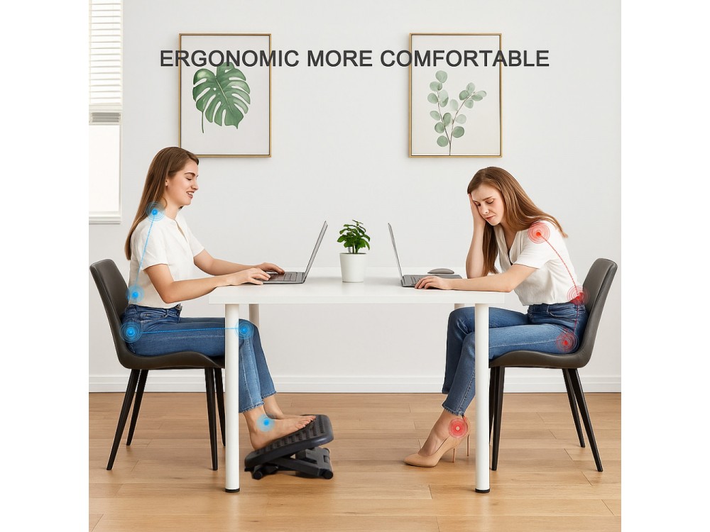 Techly Non-slip Adjustable Foot Rest, Office Footrest with Adjustable Height & Tilt