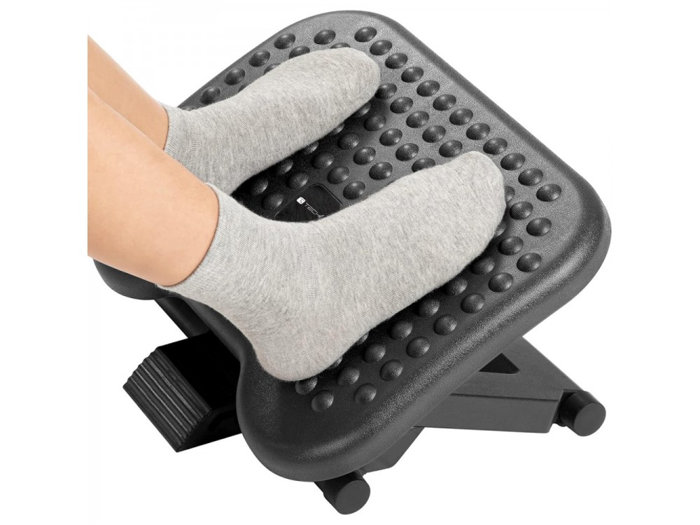 Techly Non-slip Adjustable Foot Rest, Office Footrest with Adjustable Height & Tilt