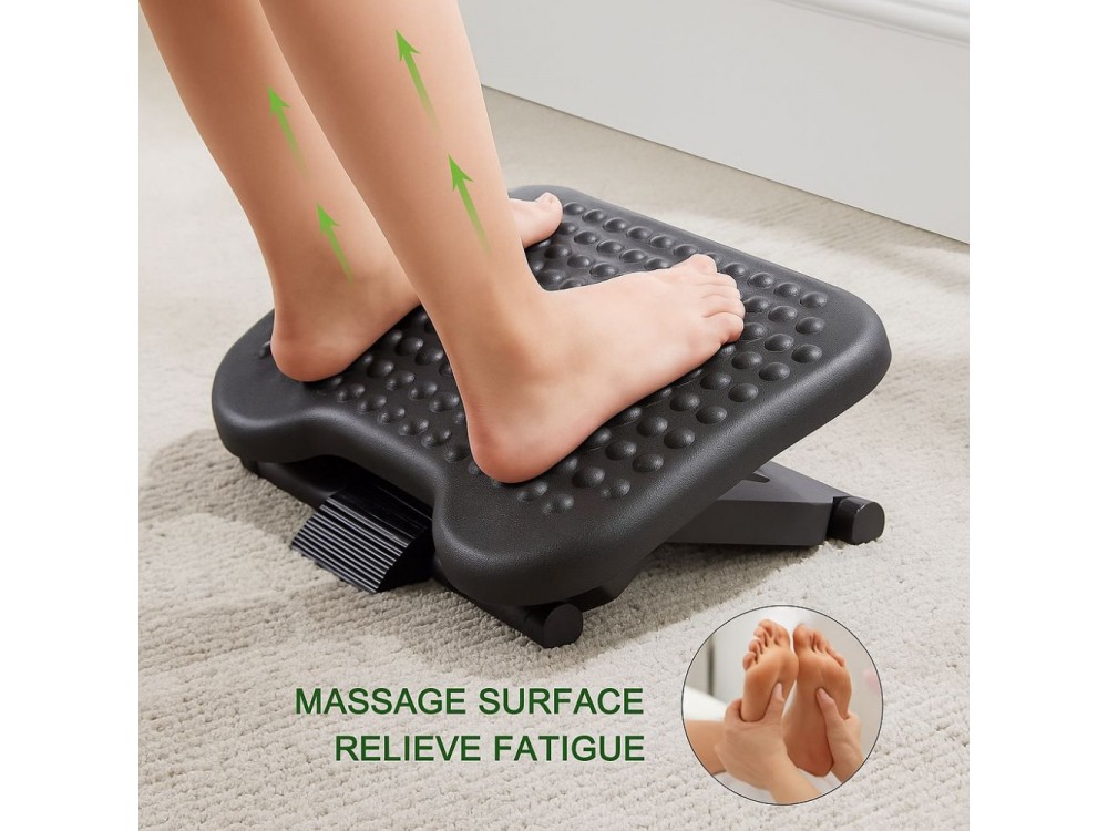 Techly Non-slip Adjustable Foot Rest, Office Footrest with Adjustable Height & Tilt