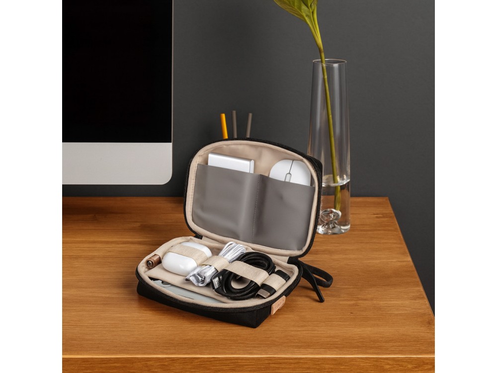 Techly Organizer/Travel Case for Carrying Gadgets and Electronics, Black