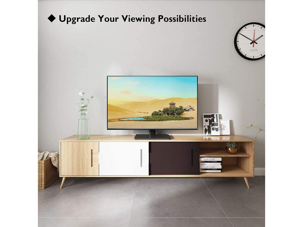 Techly Single Arm Desk Mount with Glass Base, Monitor & TV Stand 23”-43”, up to 40kg