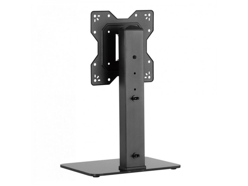 Techly Single Arm Desk Mount with Glass Base, Monitor & TV Stand 23”-43”, up to 40kg