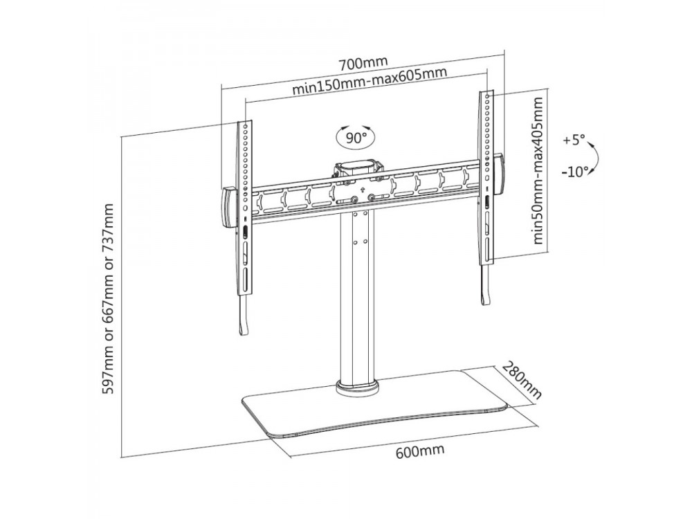 Techly Slim TV Stand & Mount, Tabletop Stand for TV 32”-55”, up to 40kg