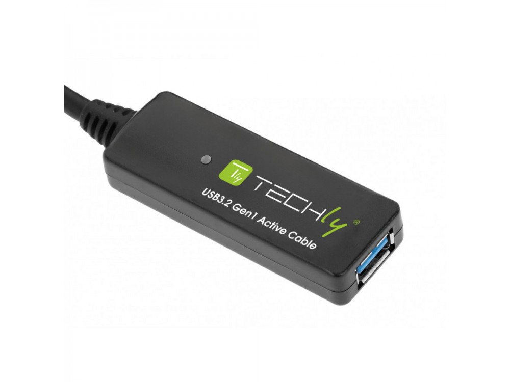 Techly SuperSpeed+ USB 3.2 5Gbps Active Repeater Cable 10m. Extension Cable with Signal Amplifier, USB-A Extender