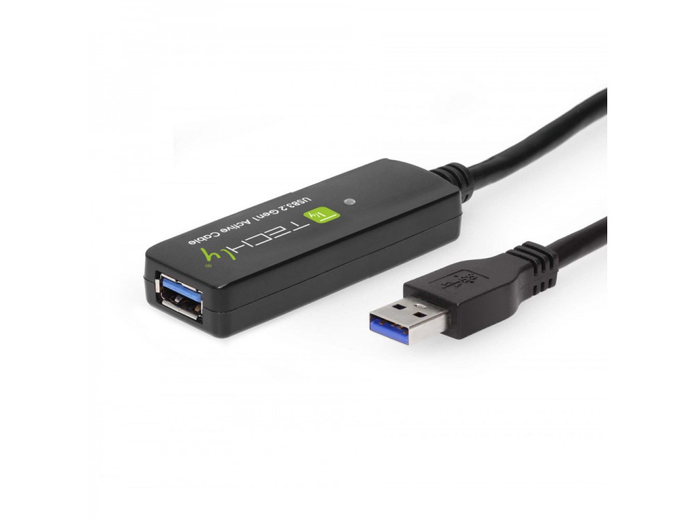 Techly SuperSpeed+ USB 3.2 5Gbps Active Repeater Cable 10m. Extension Cable with Signal Amplifier, USB-A Extender