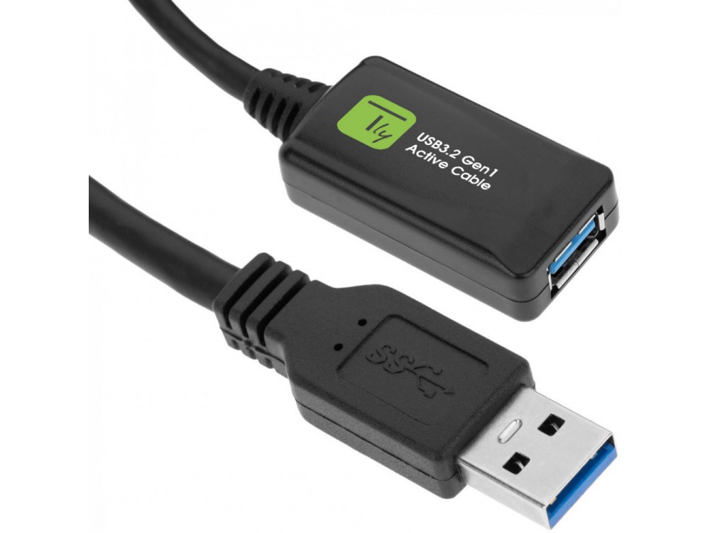 Techly SuperSpeed+ USB 3.2 5Gbps Active Repeater Cable 5m. Extension Cable with Signal Amplifier, USB-A Extender