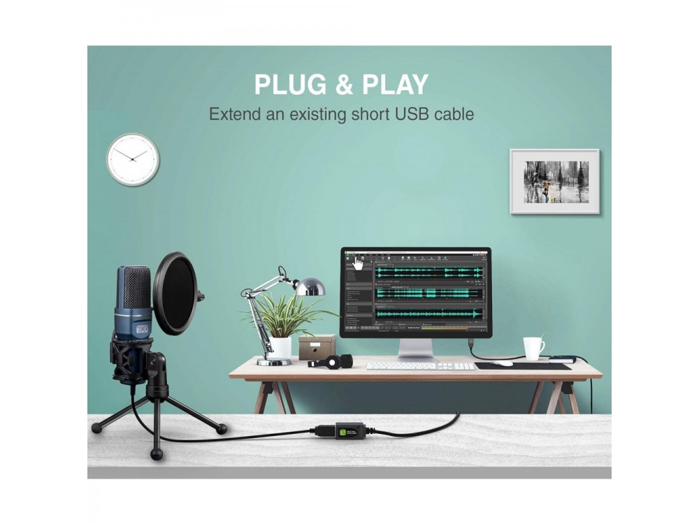 Techly SuperSpeed+ USB 3.2 5Gbps Active Repeater Cable 5m. Extension Cable with Signal Amplifier, USB-A Extender