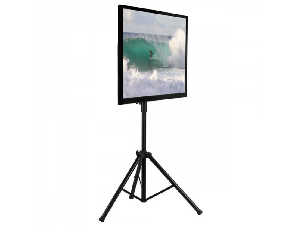 Techly TV Floor Tripod Stand, Floor TV Stand with Tripod 17"-60" and 35kg, Black