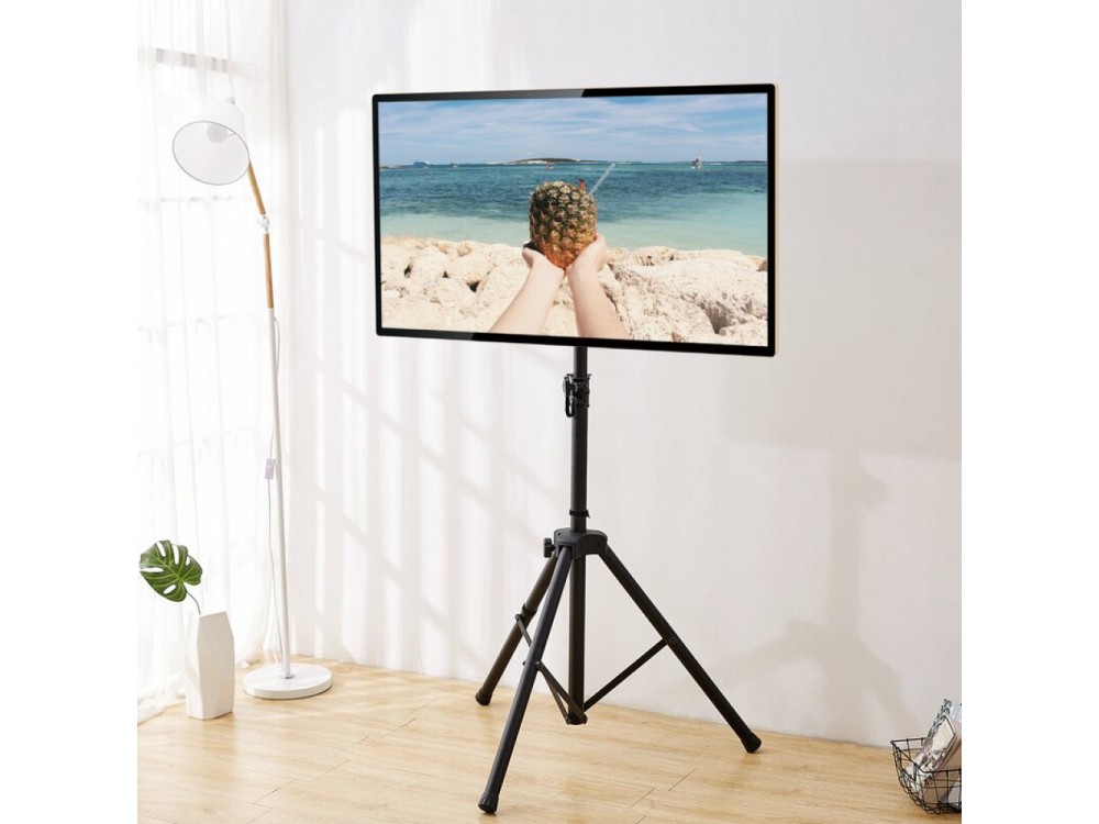 Techly TV Floor Tripod Stand, Floor TV Stand with Tripod 17"-60" and 35kg, Black