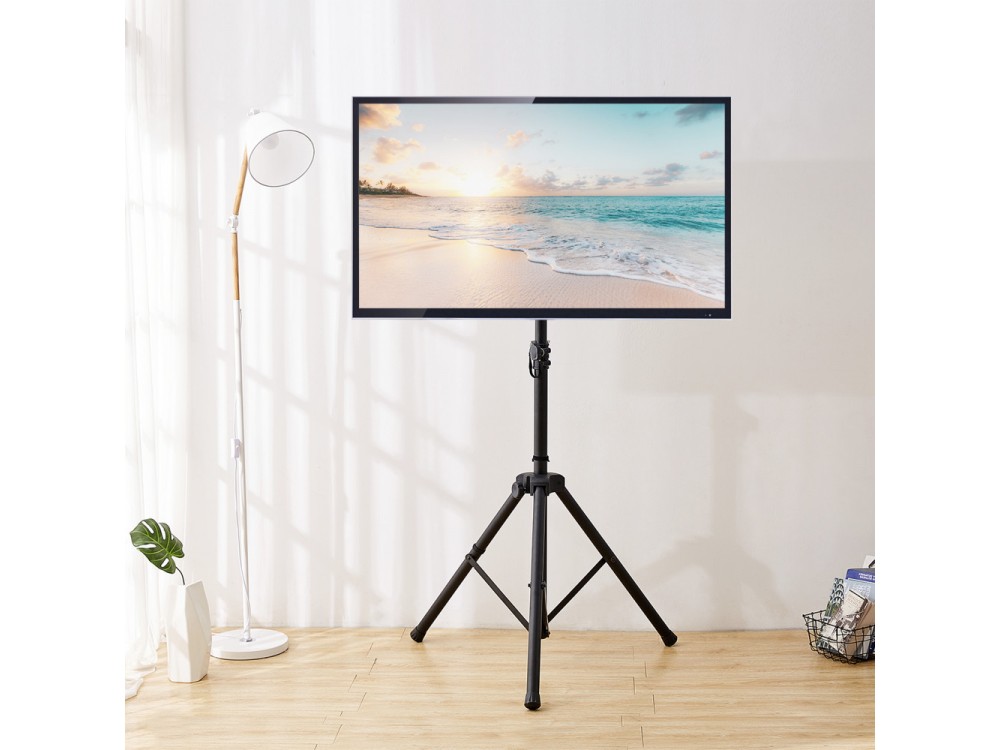 Techly TV Floor Tripod Stand, Floor TV Stand with Tripod 17"-60" and 35kg, Black