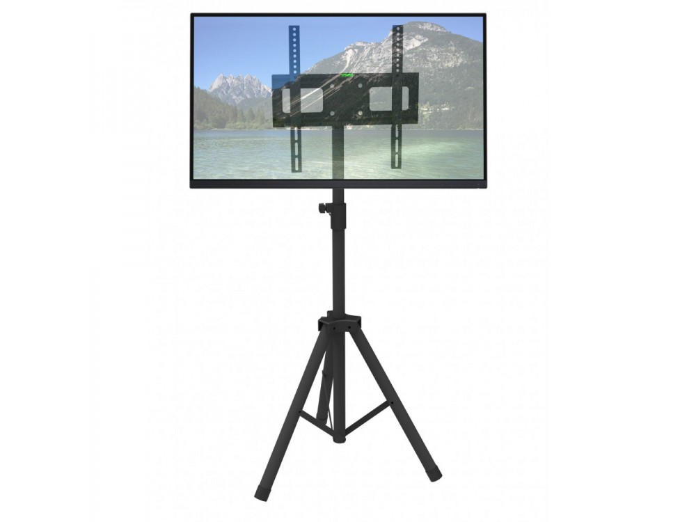 Techly TV Floor Tripod Stand, Floor TV Stand with Tripod 17"-60" and 35kg, Black
