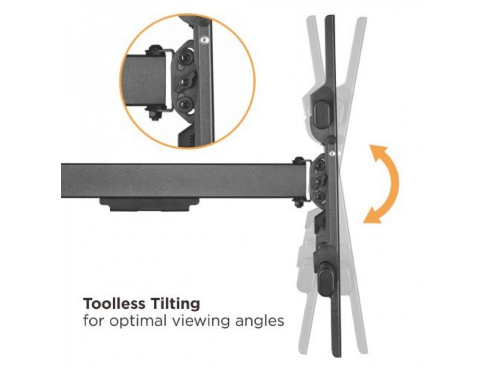 Techly TV Mount, Ultra Slim Extendable up to 1015mm & Tilting Stand with Double Arm for TV 43”-80”, up to 50kg