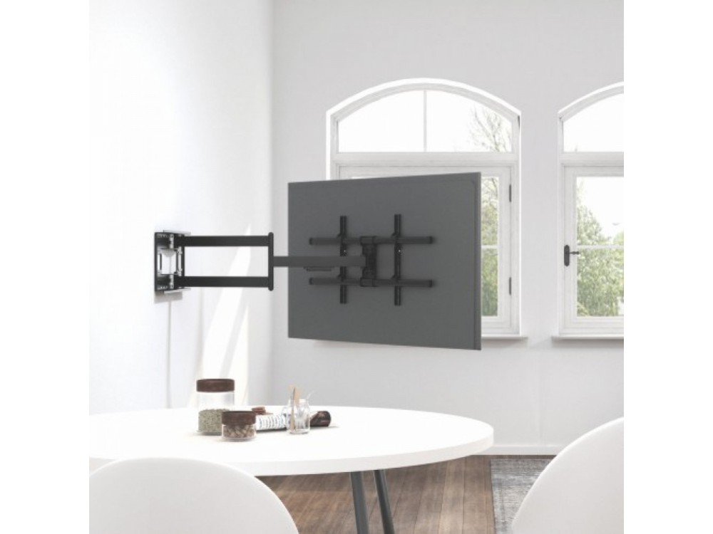 Techly TV Mount, Ultra Slim Extendable up to 1015mm & Tilting Stand with Double Arm for TV 43”-80”, up to 50kg