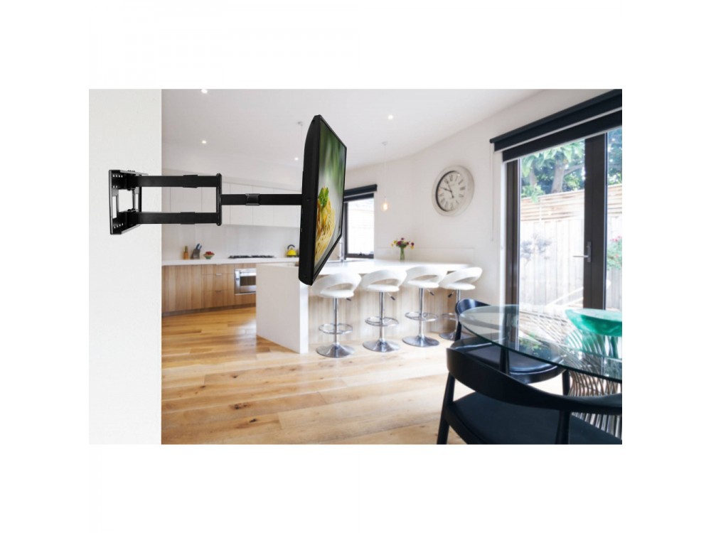 Techly TV Mount, Ultra Slim Extendable up to 1015mm & Tilting Stand with Double Arm for TV 43”-80”, up to 50kg