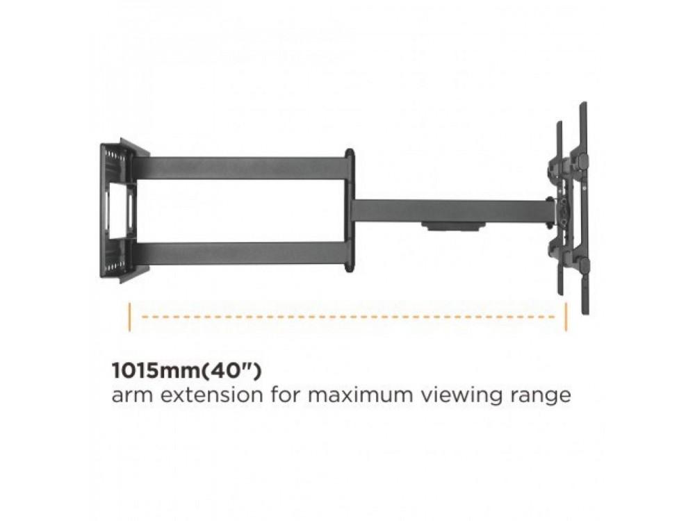 Techly TV Mount, Ultra Slim Extendable up to 1015mm & Tilting Stand with Double Arm for TV 43”-80”, up to 50kg