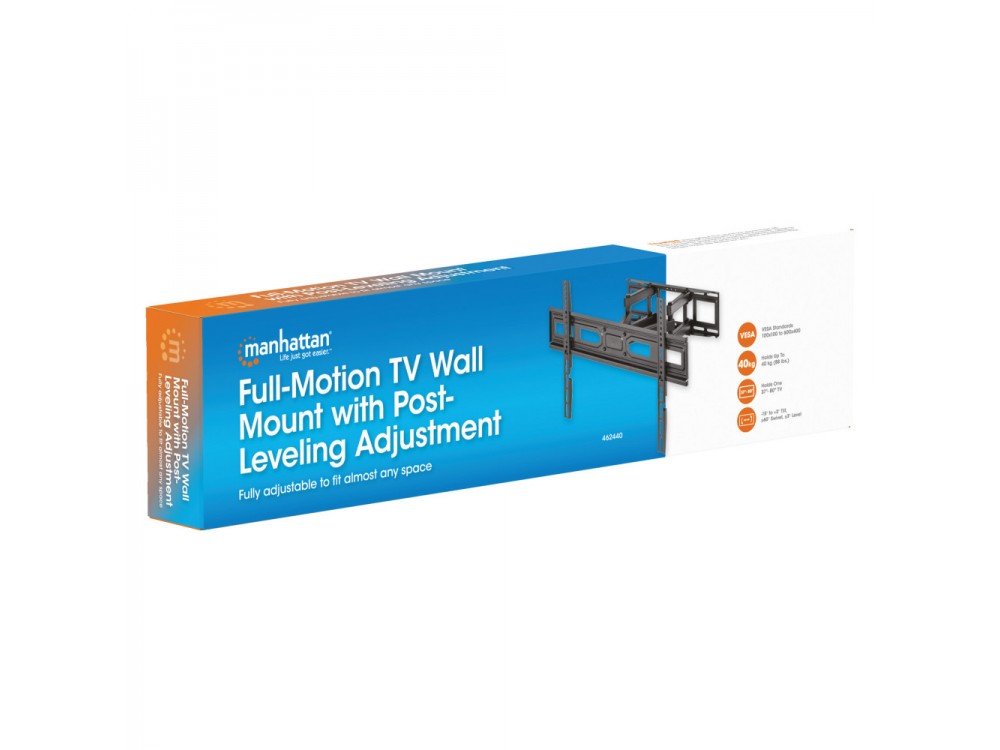 Techly TV Mount, Ultra Slim Επικλινόμενη Βάση με διπλό Βραχίονα για TV 37”-80” Full-Motion, έως 40kg