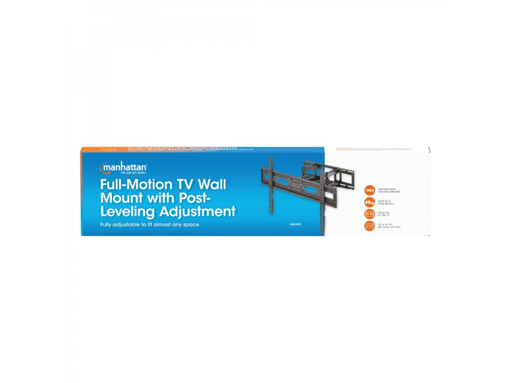 Techly TV Mount, Ultra Slim Επικλινόμενη Βάση με διπλό Βραχίονα για TV 37”-80” Full-Motion, έως 40kg