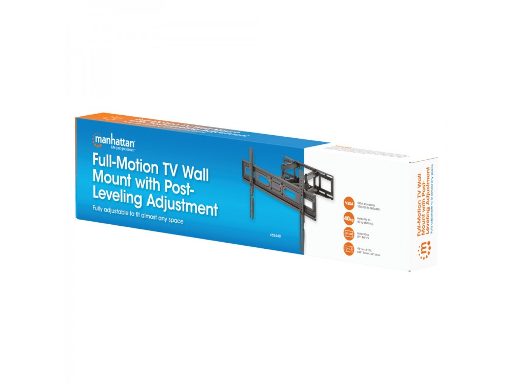 Techly TV Mount, Ultra Slim Επικλινόμενη Βάση με διπλό Βραχίονα για TV 37”-80” Full-Motion, έως 40kg