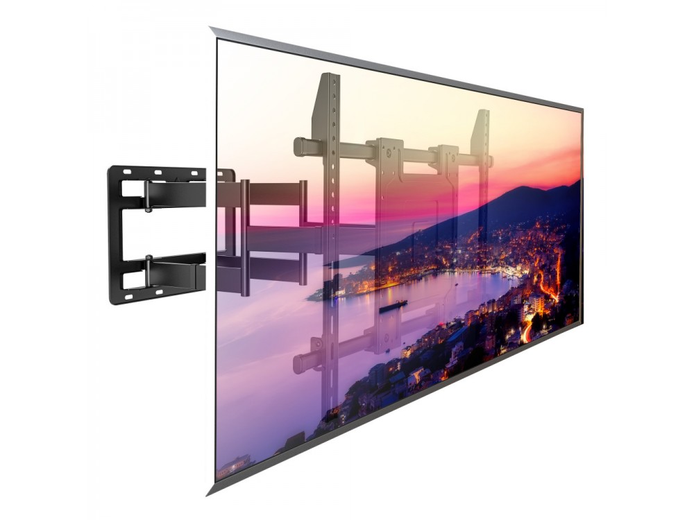 Techly TV Mount, Ultra Slim Tilting Stand with Double Arm for TV 65”-110” Full-Motion, up to 120kg