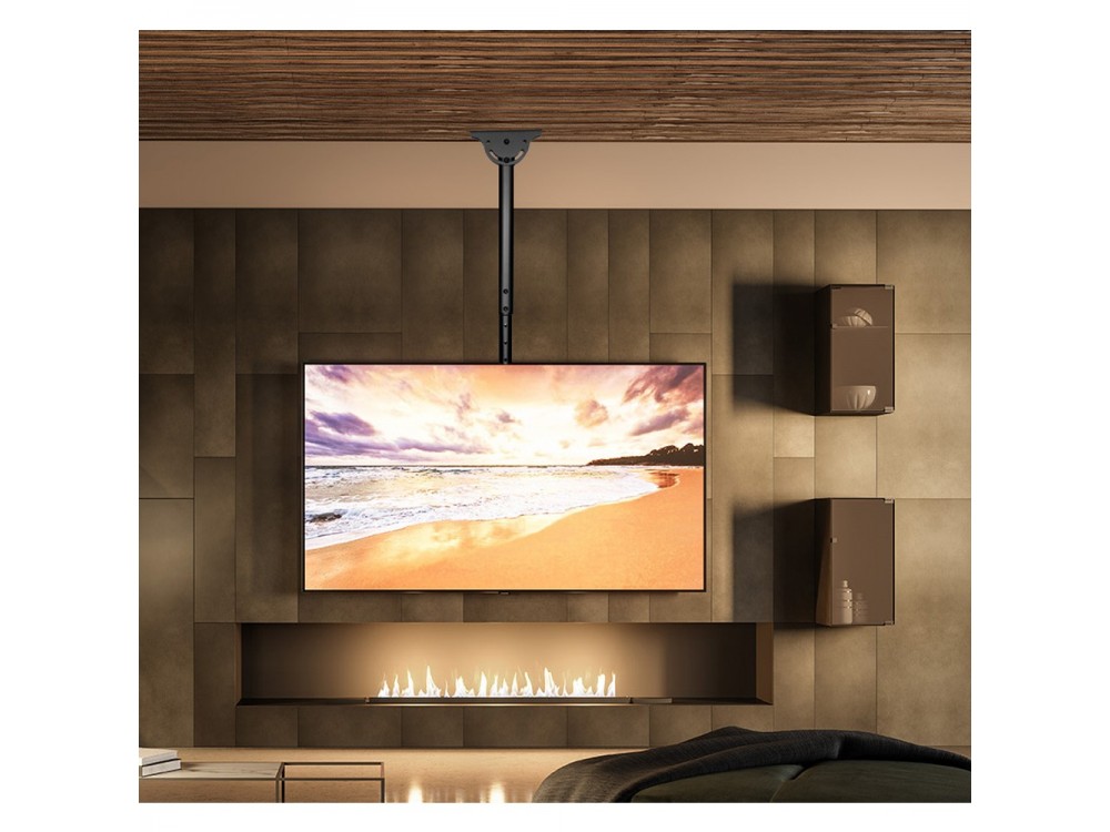 Techly TV Mount – Tilting & Swiveling Ceiling Bracket for 32"-55” TVs, Up to 50kg