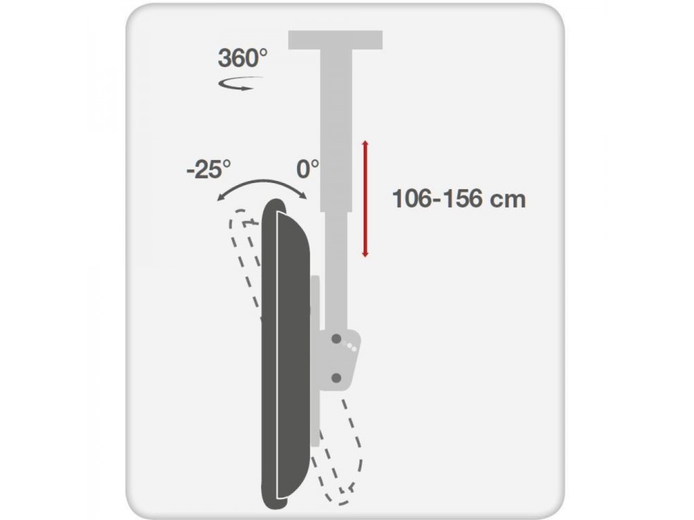 Techly TV Mount, Tilting Ceiling TV Mount with Swivel Base for TVs 37"-70”, up to 50kg