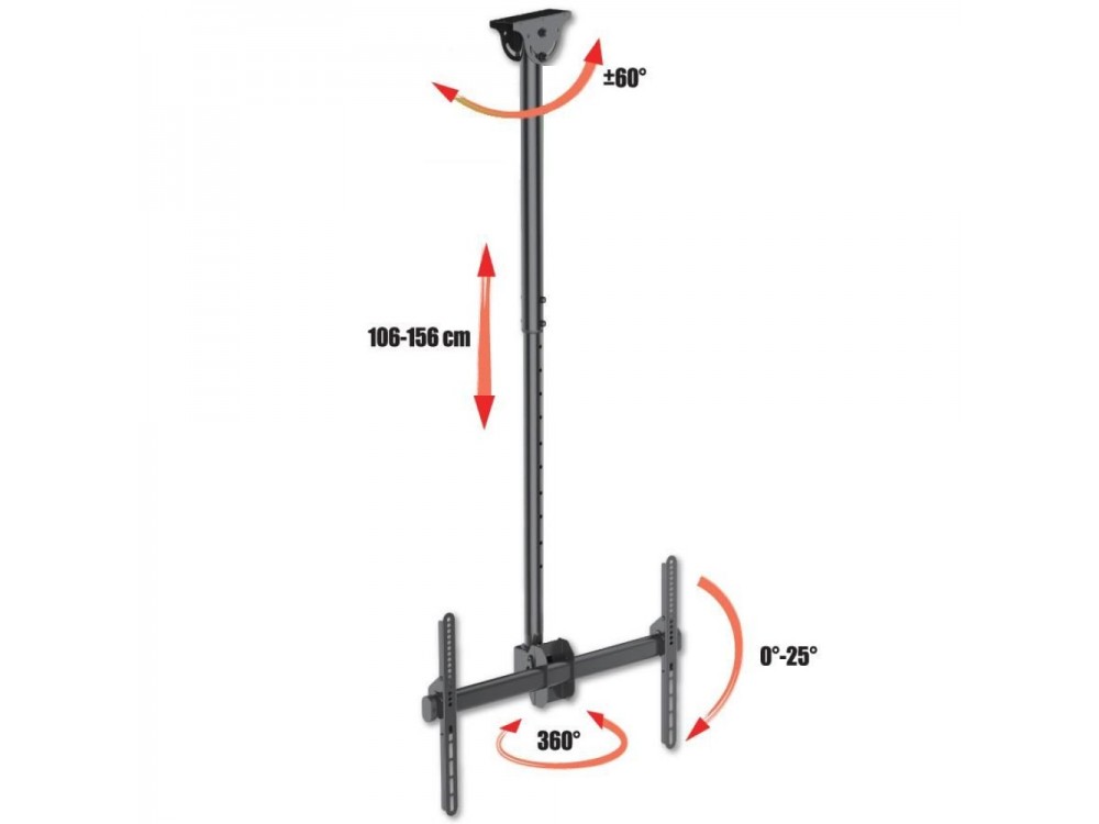 Techly TV Mount, Tilting Ceiling TV Mount with Swivel Base for TVs 37"-70”, up to 50kg