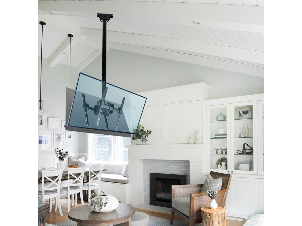 Techly TV Mount, Double Ceiling TV Mount Tilting with Swivel Base for TV 32"-55”, up to 45kg