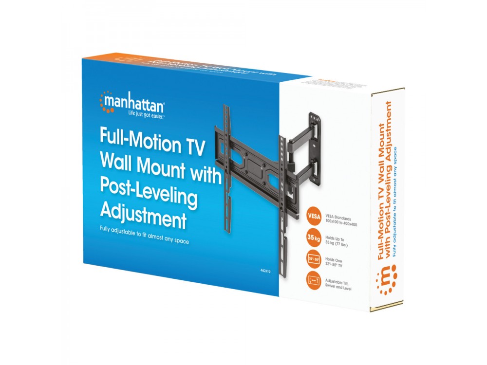 Techly TV Mount, Επικλινόμενη & Περιστρεφόμενη Βάση με Διπλό & σπαστό Μπράτσο για TV 32”-55”, έως 35kg