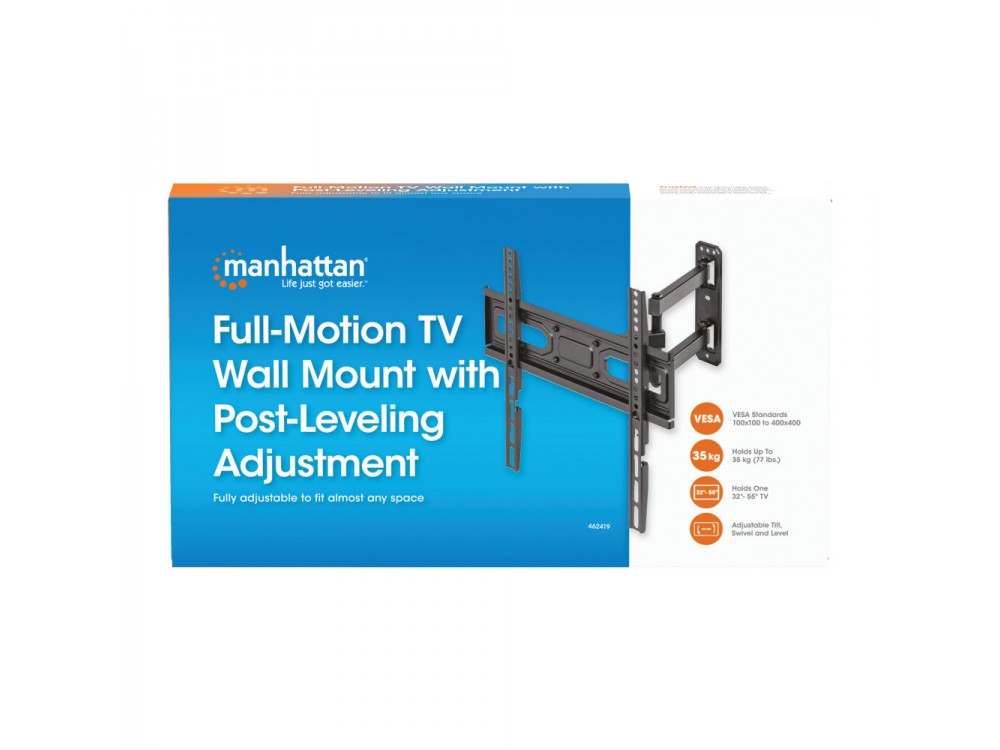 Techly TV Mount, Επικλινόμενη & Περιστρεφόμενη Βάση με Διπλό & σπαστό Μπράτσο για TV 32”-55”, έως 35kg