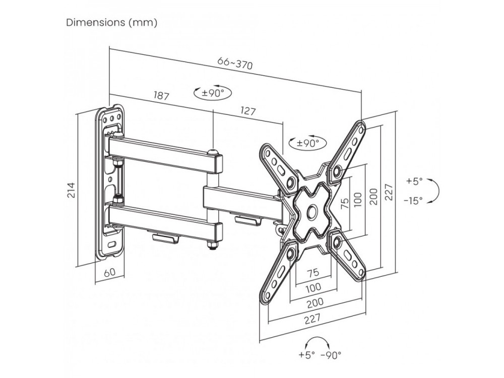 Techly TV Mount, Tilting & Swivel Stand with Split Arm for TVs 13”-43”, up to 20kg