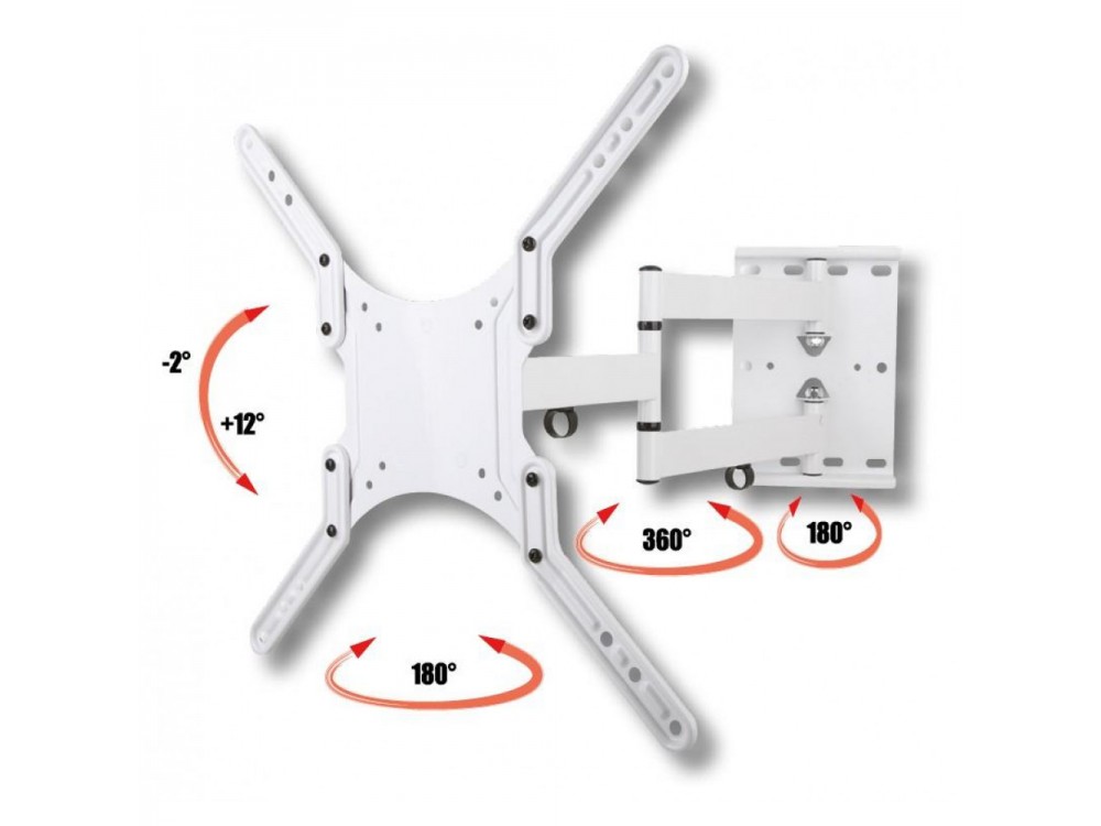 Techly TV Mount, Tilting & Swivel Stand with Split Arm for TV 23”-55”, up to 45kg, White