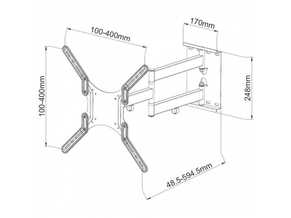 Techly TV Mount, Tilting & Swivel Stand with Split Arm for TV 23”-55”, up to 45kg, White