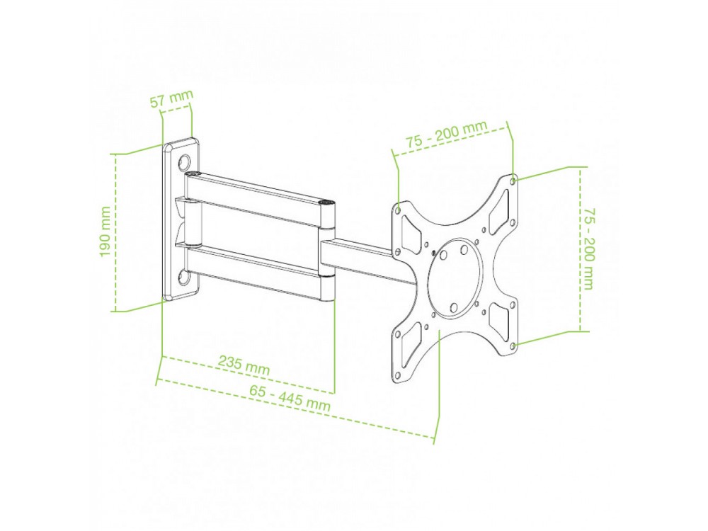 Techly TV Mount, Tilting & Swivel Stand with Split Arm for TV 19”-37”, up to 25kg, White