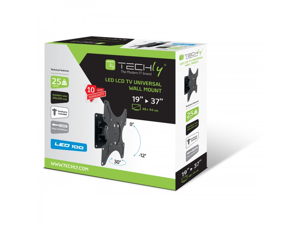 Techly Ultra Slim TV Mount, Tilting Stand for TV 19”-37”, up to 25kg Save