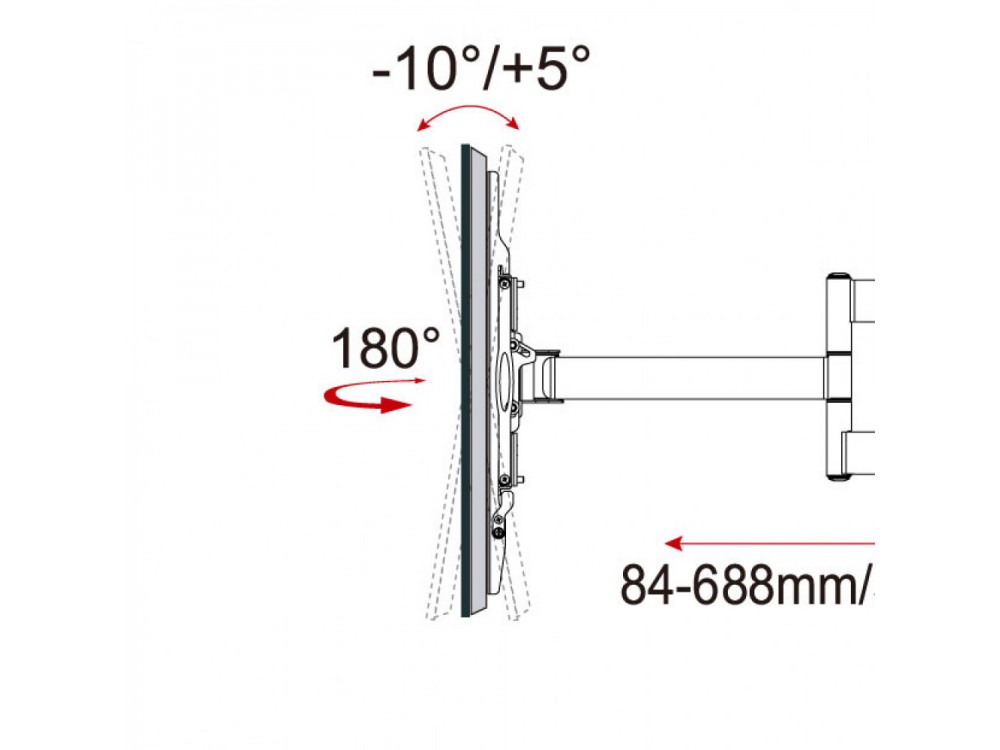 Techly Wall TV Mount, Ultra Slim Tilting Stand with Pivoting Arm for TVs 32”-70”, up to 45kg