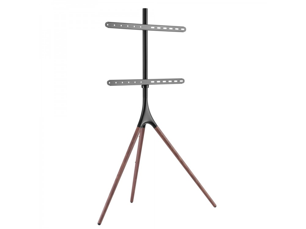 Techly Walnut Design TV Floor Stand, Floor TV Stand 45"-65" and 32kg, Black