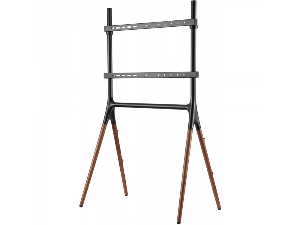 Techly Walnut Design TV Floor Stand, Floor TV Stand up to 70" and 40kg, Black