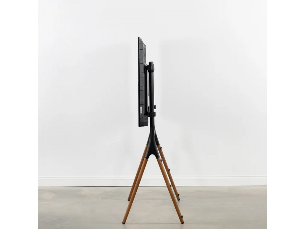 Techly Walnut Design TV Floor Stand, Floor TV Stand up to 70" and 40kg, Black