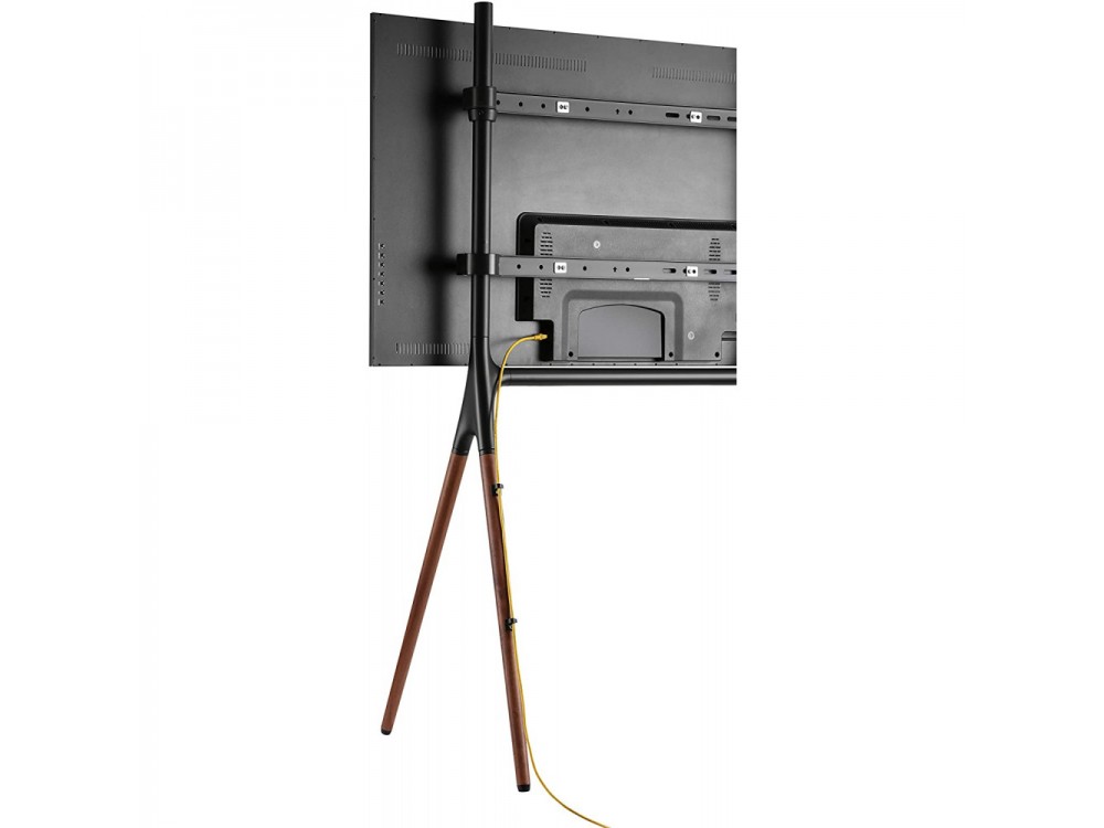 Techly Walnut Design TV Floor Stand, Floor TV Stand up to 70" and 40kg, Black