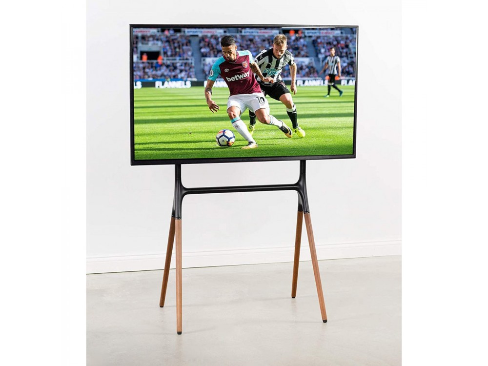 Techly Walnut Design TV Floor Stand, Floor TV Stand up to 70" and 40kg, Black