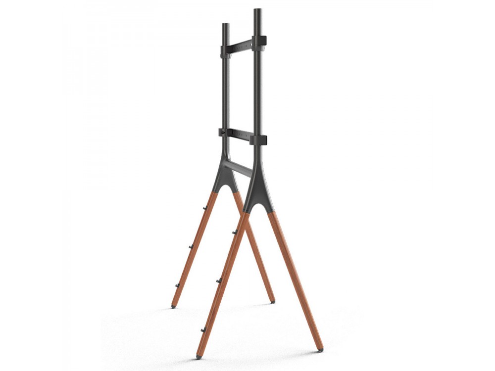 Techly Walnut Design TV Floor Stand, Floor TV Stand up to 70" and 40kg, Black