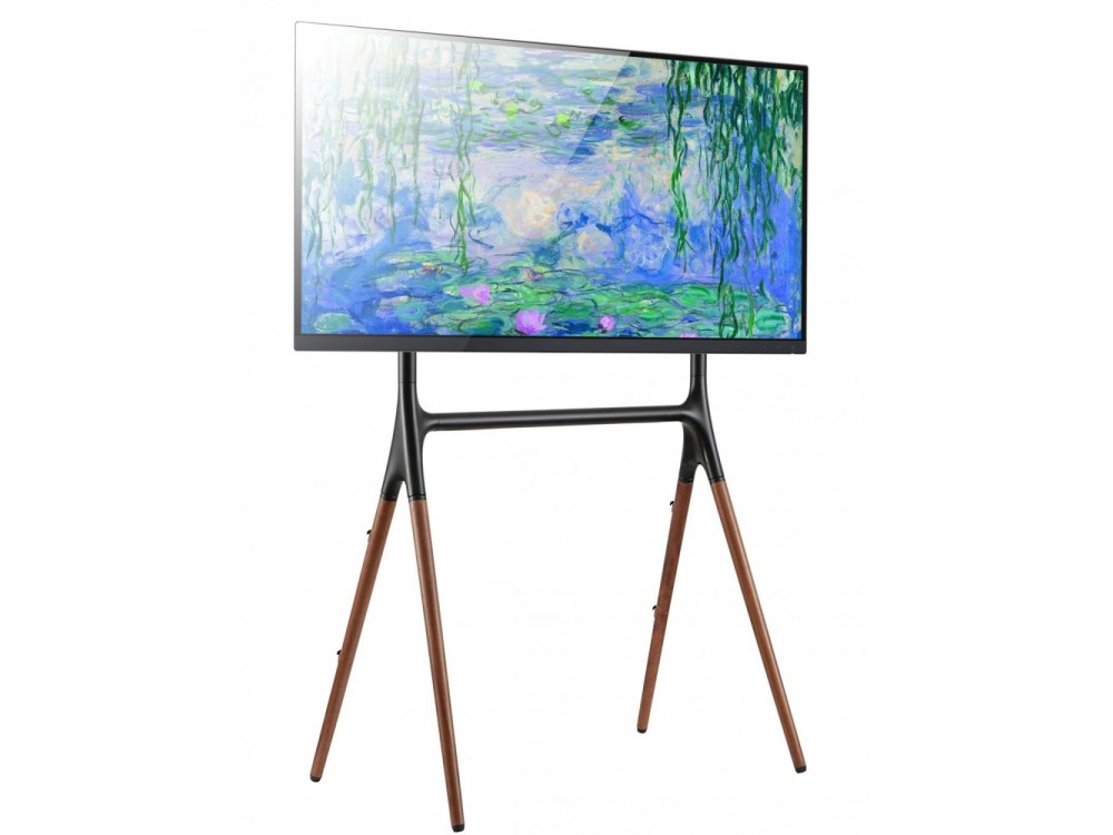 Techly Walnut Design TV Floor Stand, Floor TV Stand up to 70" and 40kg, Black
