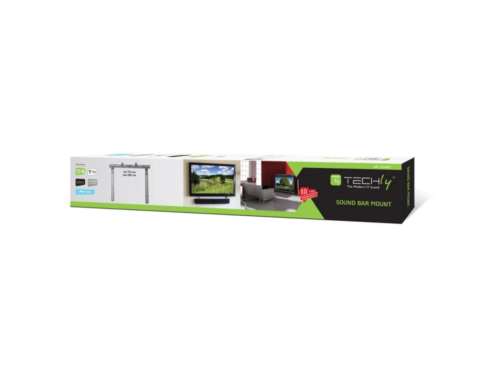 Techly Soundbar Mount Up to 10kg, Universal for TV or TV Stand Mounting