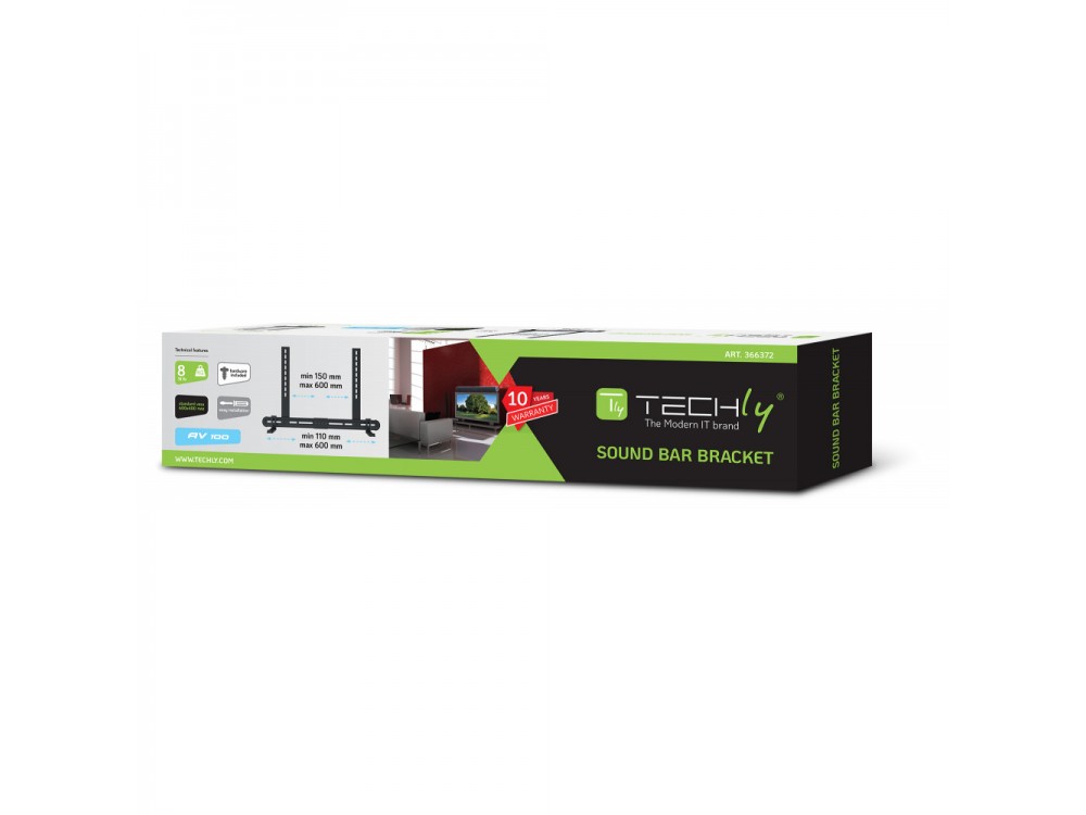 Techly Soundbar Mount Up to 8kg, Universal for TV or TV Stand Mounting
