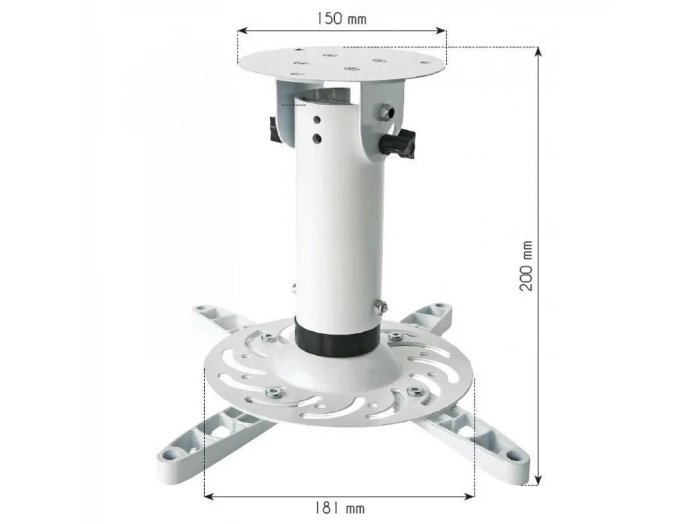 Techly Projector Ceiling Mount Up to 15kg, Universal, 360° Swivel & 30° Tilt, White