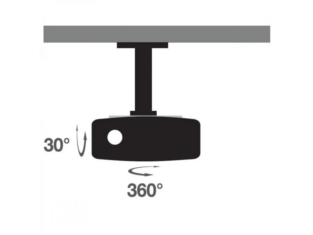 Techly Projector Ceiling Mount Up to 15kg, Universal, 360° Swivel & 30° Tilt, White