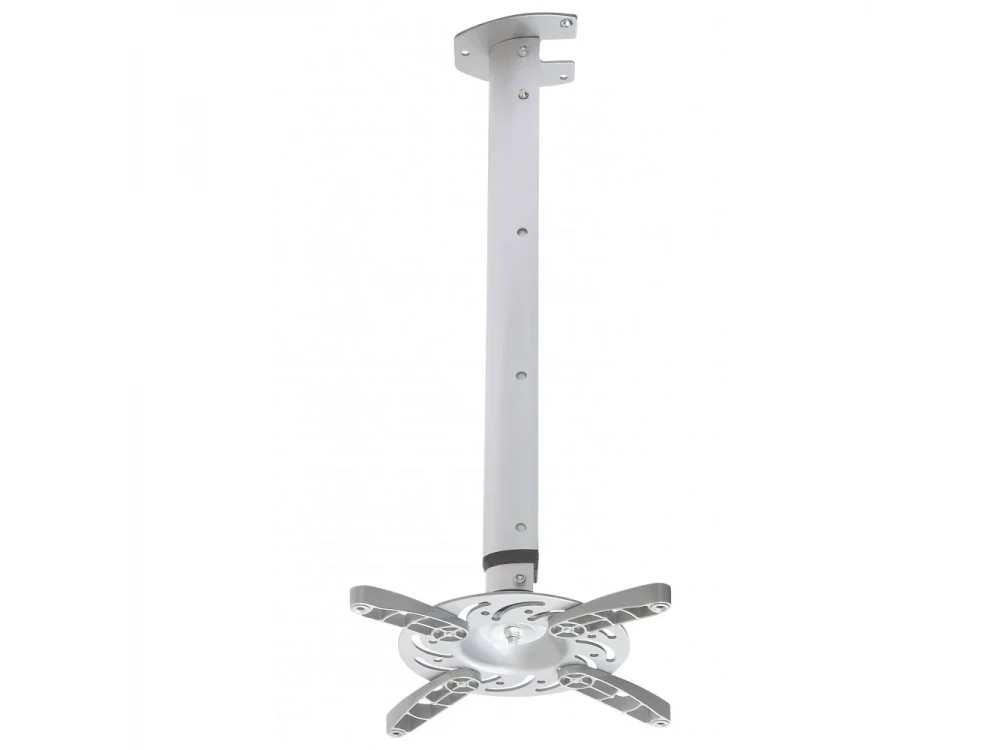 Techly Projector Ceiling Mount Up to 15kg, Universal, Adjustable 60-102cm, 360° Swivel & 30° Tilt, Silver