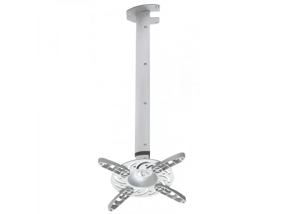 Techly Projector Ceiling Mount Up to 15kg, Universal, Adjustable 60-102cm, 360° Swivel & 30° Tilt, Silver
